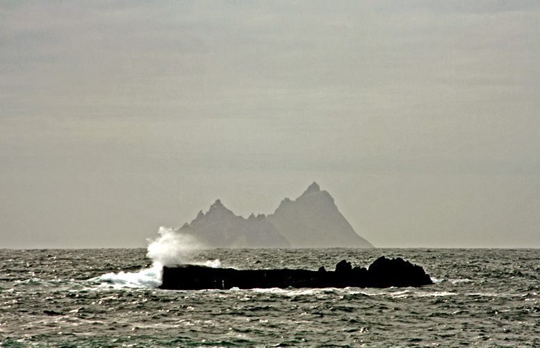 Waves breaking on the rocks